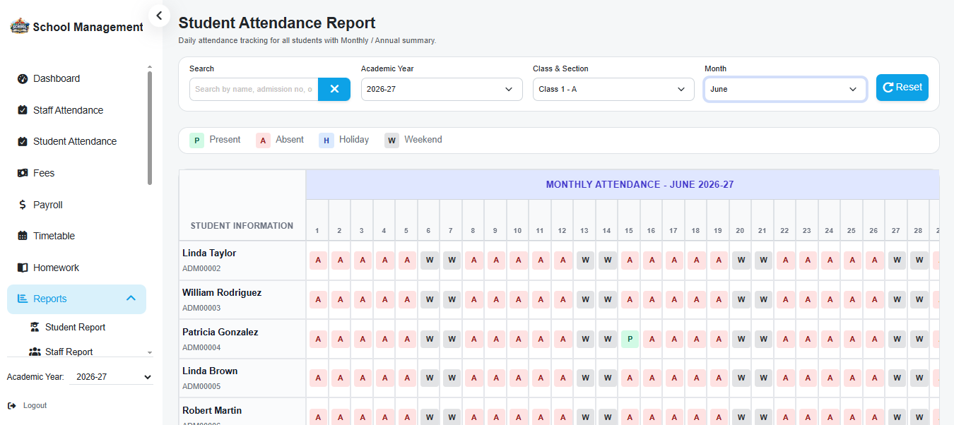 Student Dashboard Screenshot
