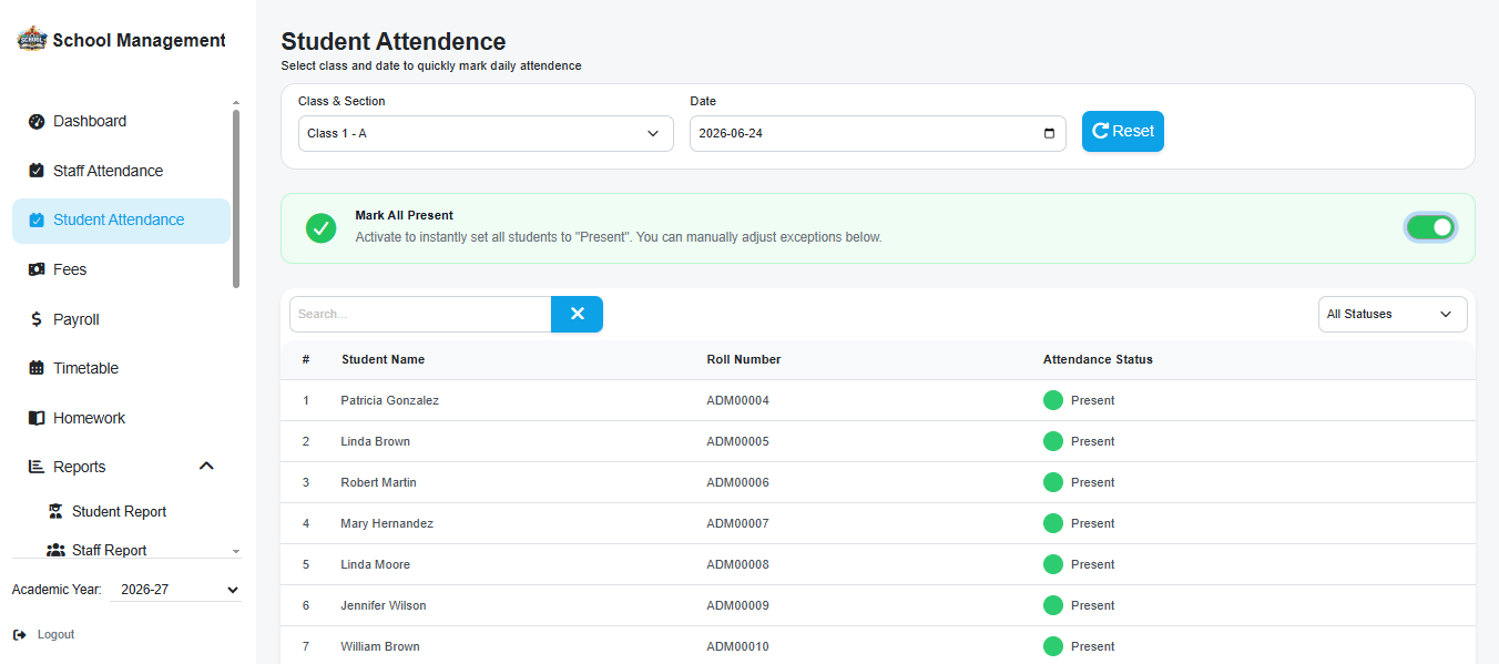 Student Dashboard Screenshot