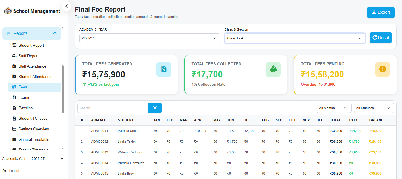 Student Dashboard Screenshot