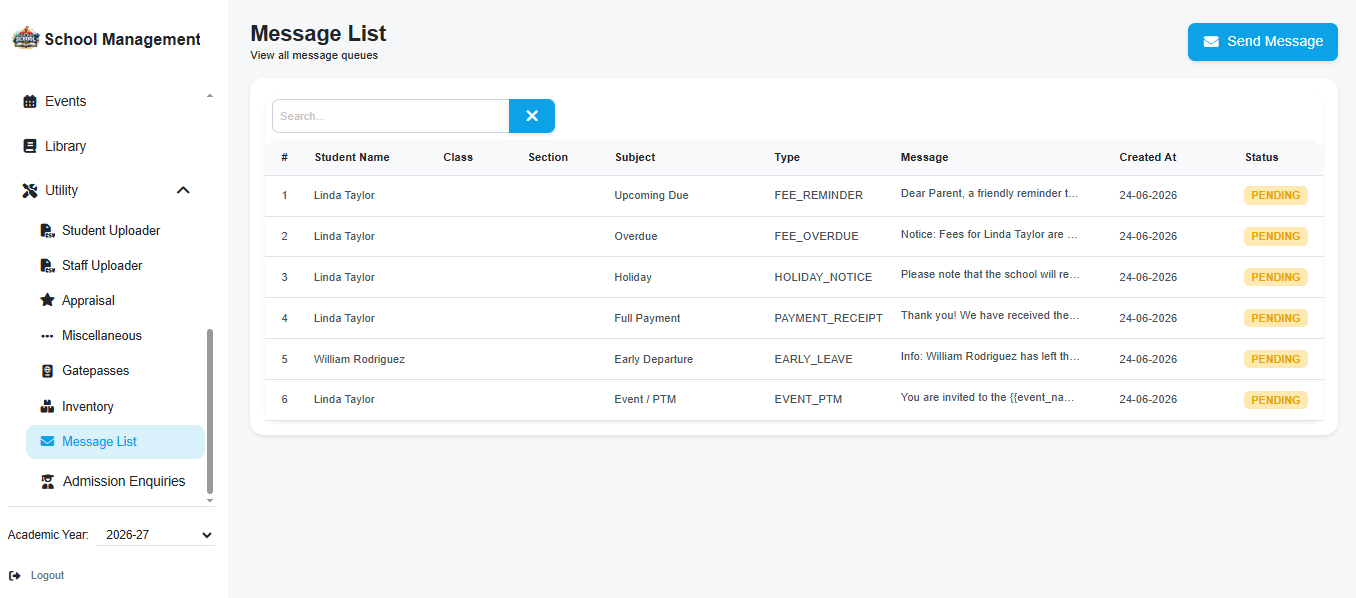Student Dashboard Screenshot